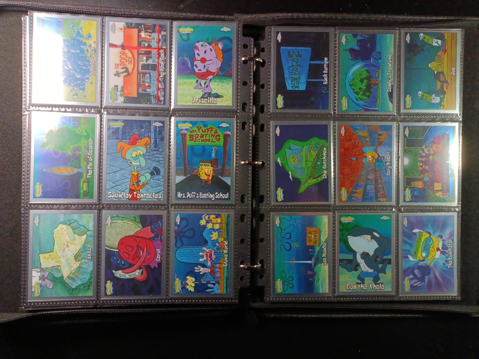 SpongeBob Cards Full Set # 1-200 Every Card In Padded Zipper Binder Topps Chrome