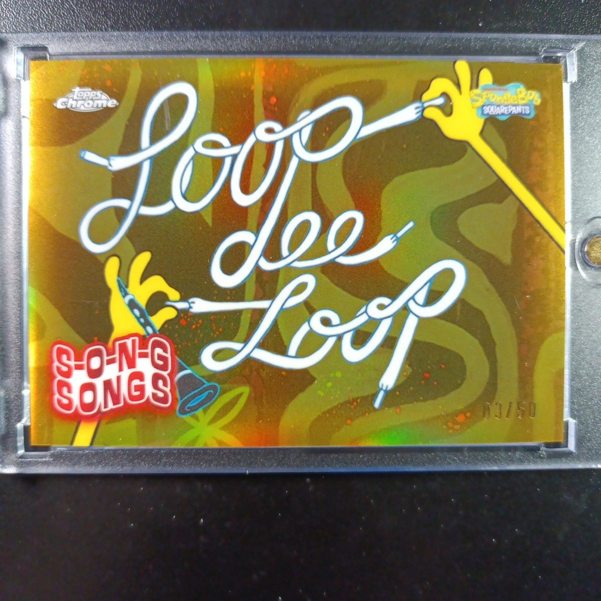 SpongeBob 3/50 Gold Refractor Loop De Loop Song Card Topps Chrome /50