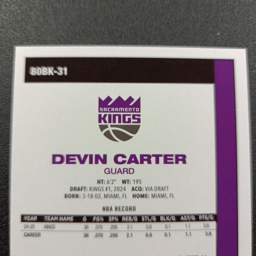 2025-26 Topps Basketball Card Devin Carter Silver Foil 45th Anniversary