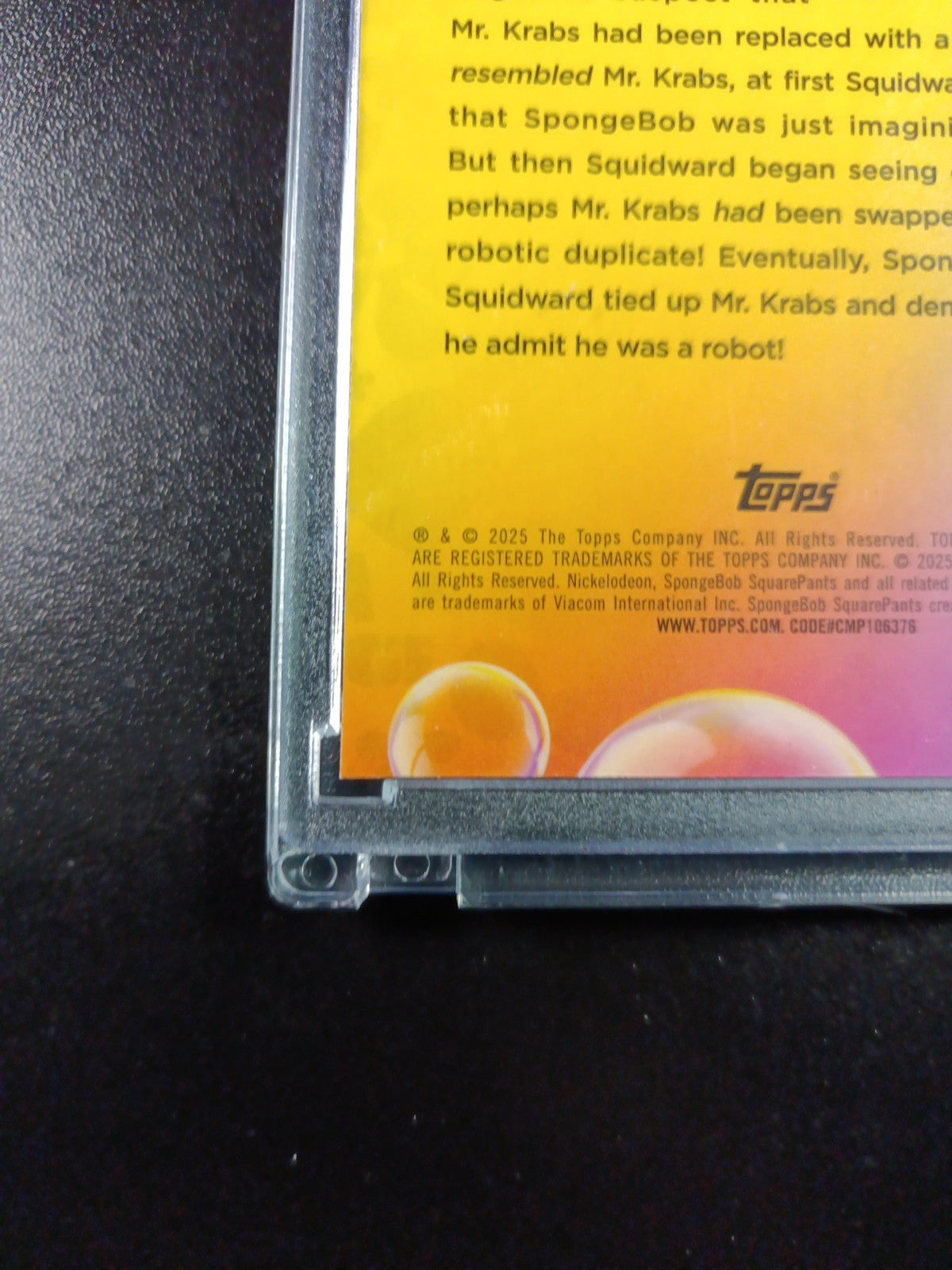 SpongeBob 6/99 Blue Bubblefractor Robot Mr. Krabs Bubble Card Topps Chrome /99