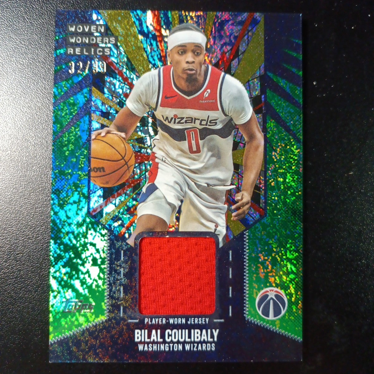 /99 Topps Basketball 2025-26 Card Bilal Coulibaly Jersey Patch Relic Green Prizm
