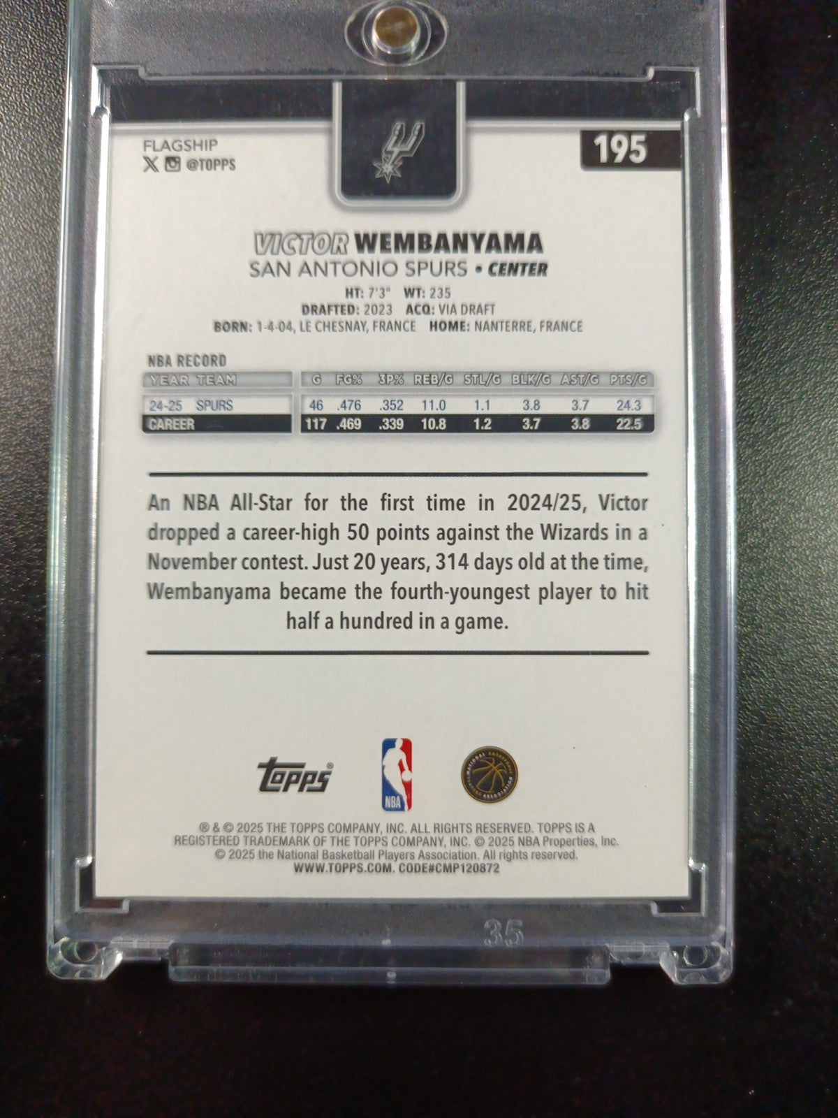 Victor Wembanyama Season Tip Off Foil Card 2025-26 Topps Basketball Card