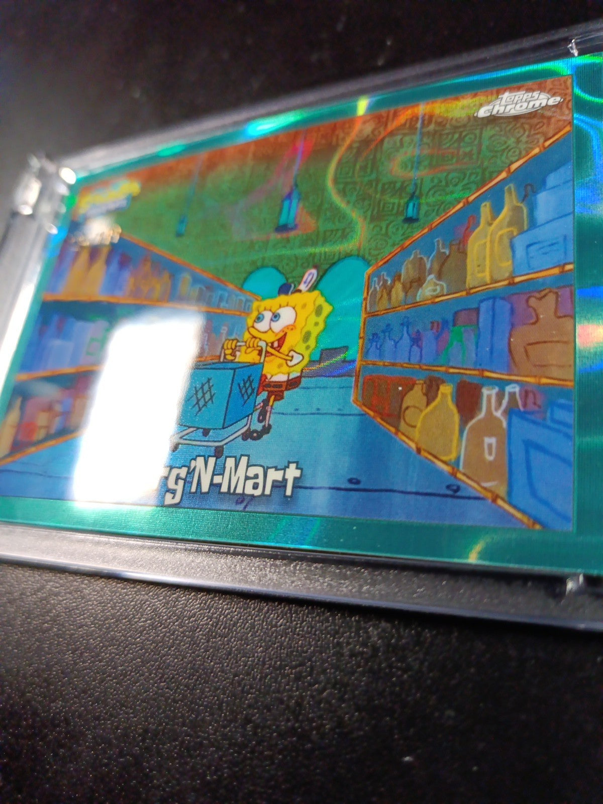 SpongeBob 124/199 Barg'N-Mart Shopping Aqua Lava Refractor Card Topps /199