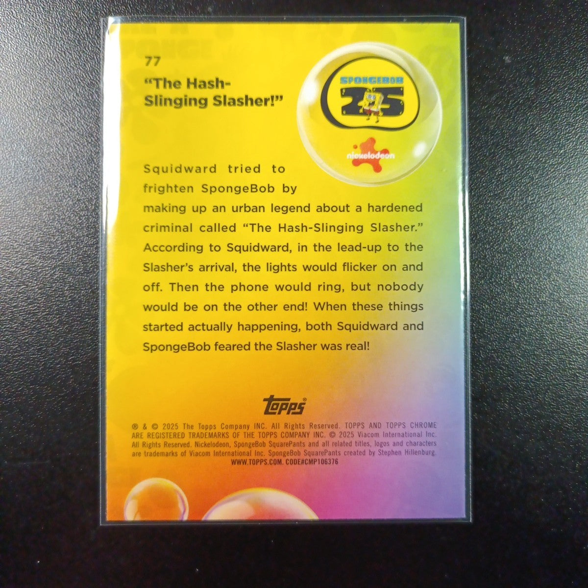 SpongeBob Squidward Green Kelp Refractor The Hash Slinging Hasher Card Topps