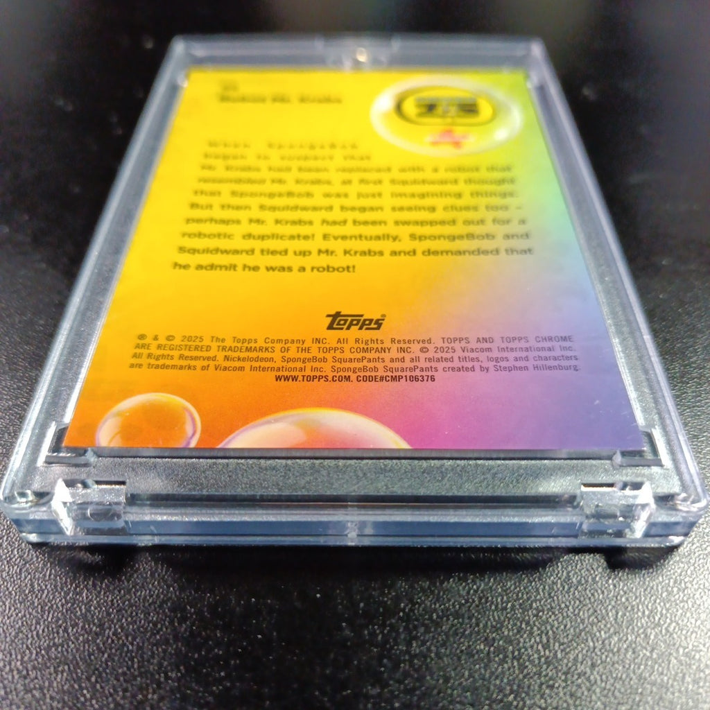 SpongeBob 6/99 Blue Bubblefractor Robot Mr. Krabs Bubble Card Topps Chrome /99