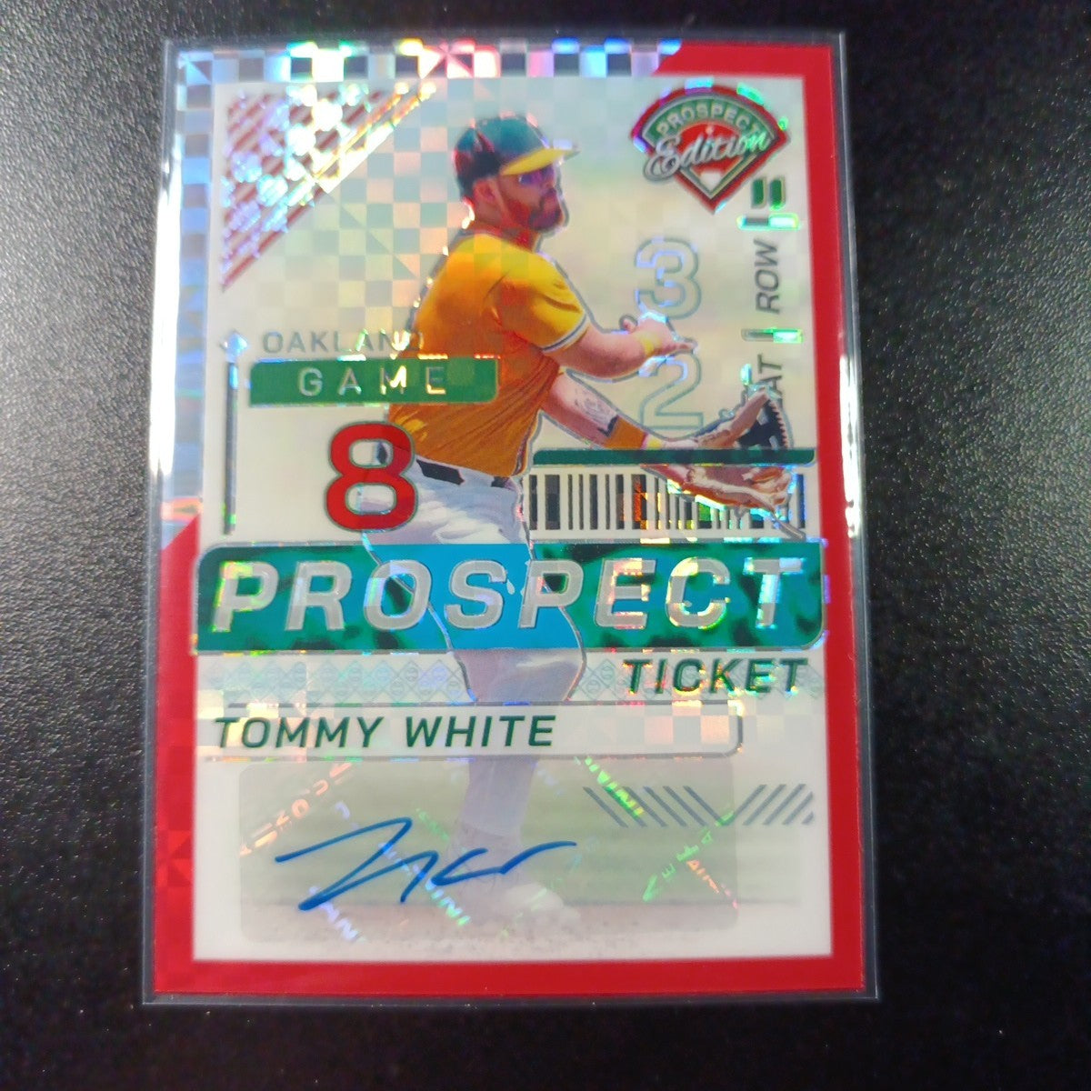 Checkered Red Prizm # /99 Auto Tommy White Panini Prospect Rookie Baseball Card
