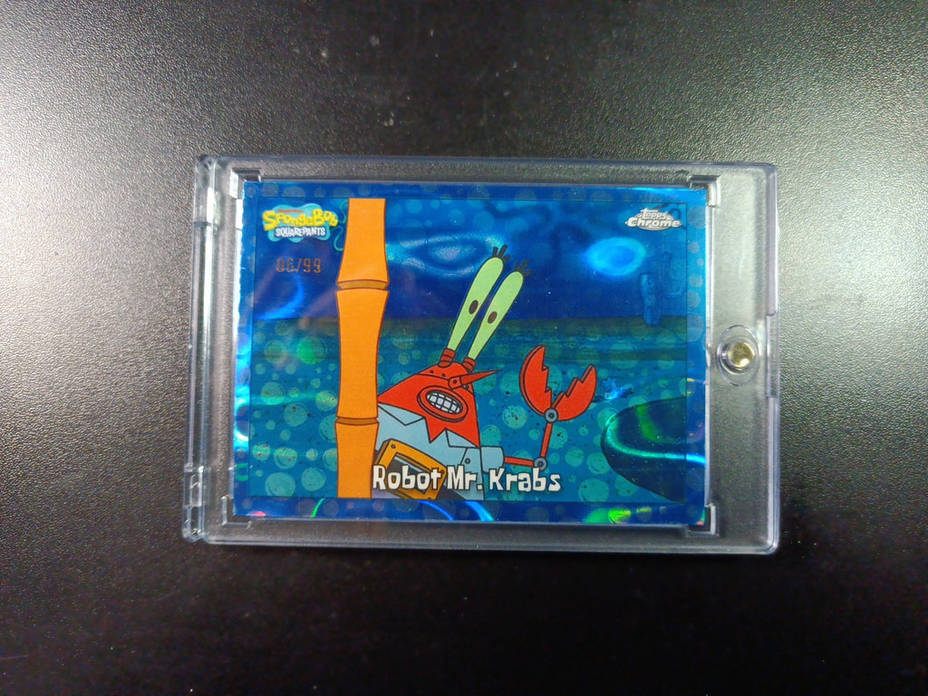 SpongeBob 6/99 Blue Bubblefractor Robot Mr. Krabs Bubble Card Topps Chrome /99