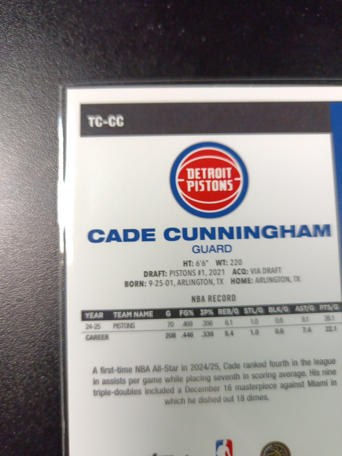 Mojo Refractor Cade Cunningham 45th Anniversary Card 25-26 Topps Basketball NBA