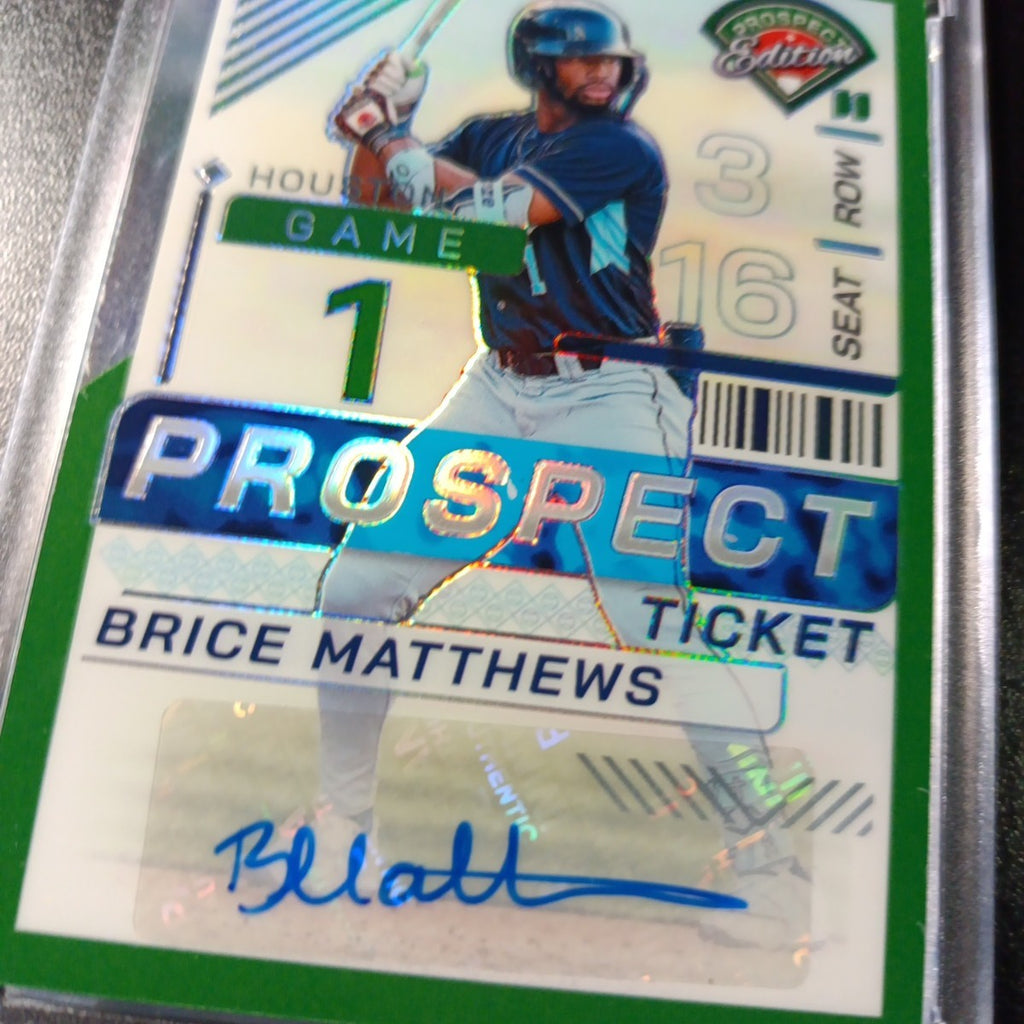 Super Rare Green Prizm Auto Brice Matthews Panini Prospect Rookie Baseball Card