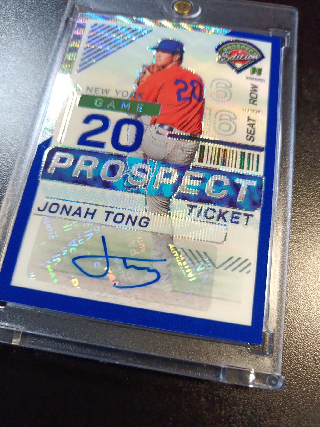 Jonah Tong # /75 Prospect Autograph Linticular Blue Prizm Rare Baseball Card 