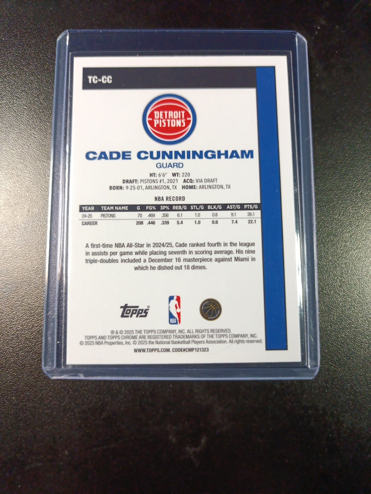 Mojo Refractor Cade Cunningham 45th Anniversary Card 25-26 Topps Basketball NBA