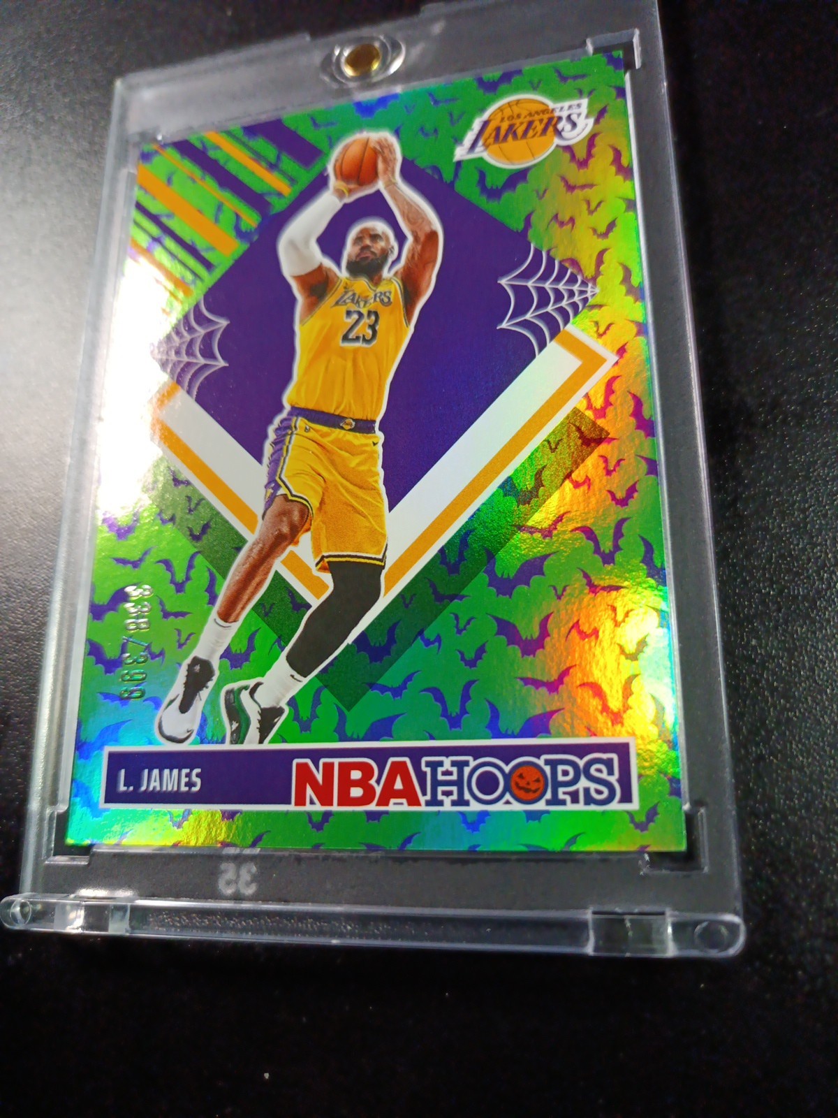 /399 LeBron James Green Bat Holo Haunted Hoops 2024-25 Basketball Card Lakers