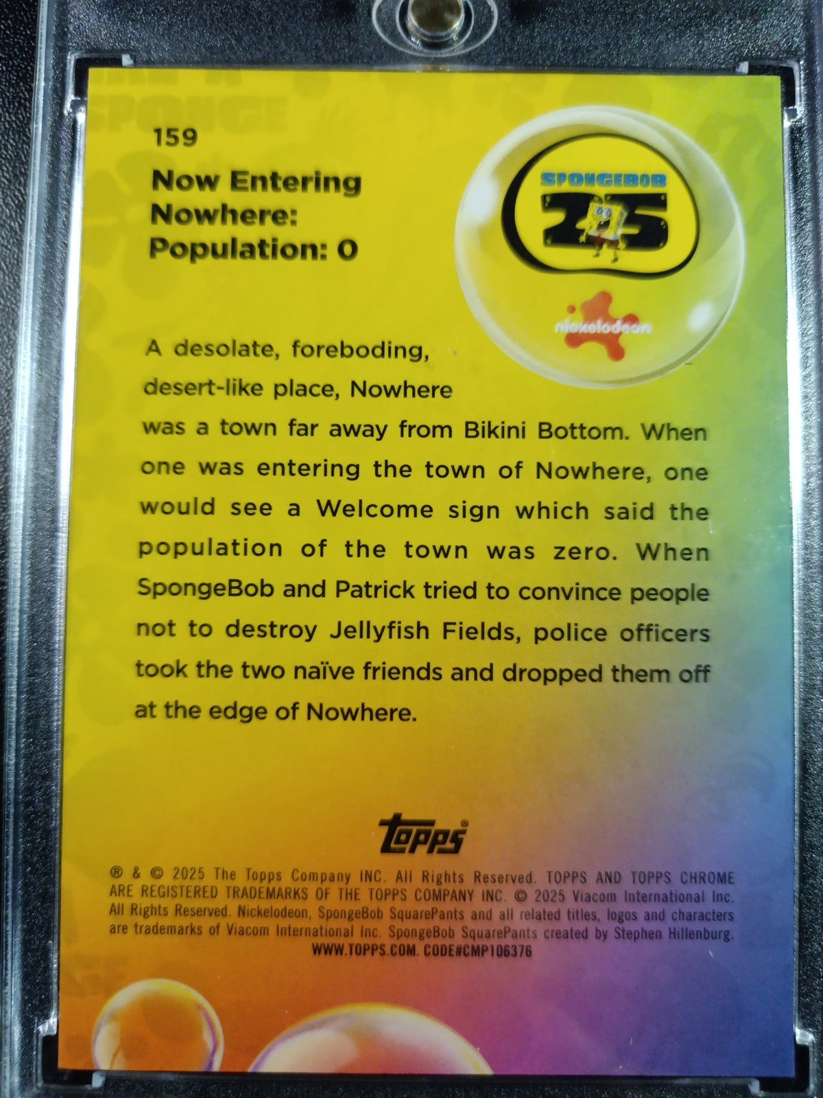 SpongeBob 127/199 Now Entering Nowhere Pop O Aqua Lava Refractor Card Topps /199