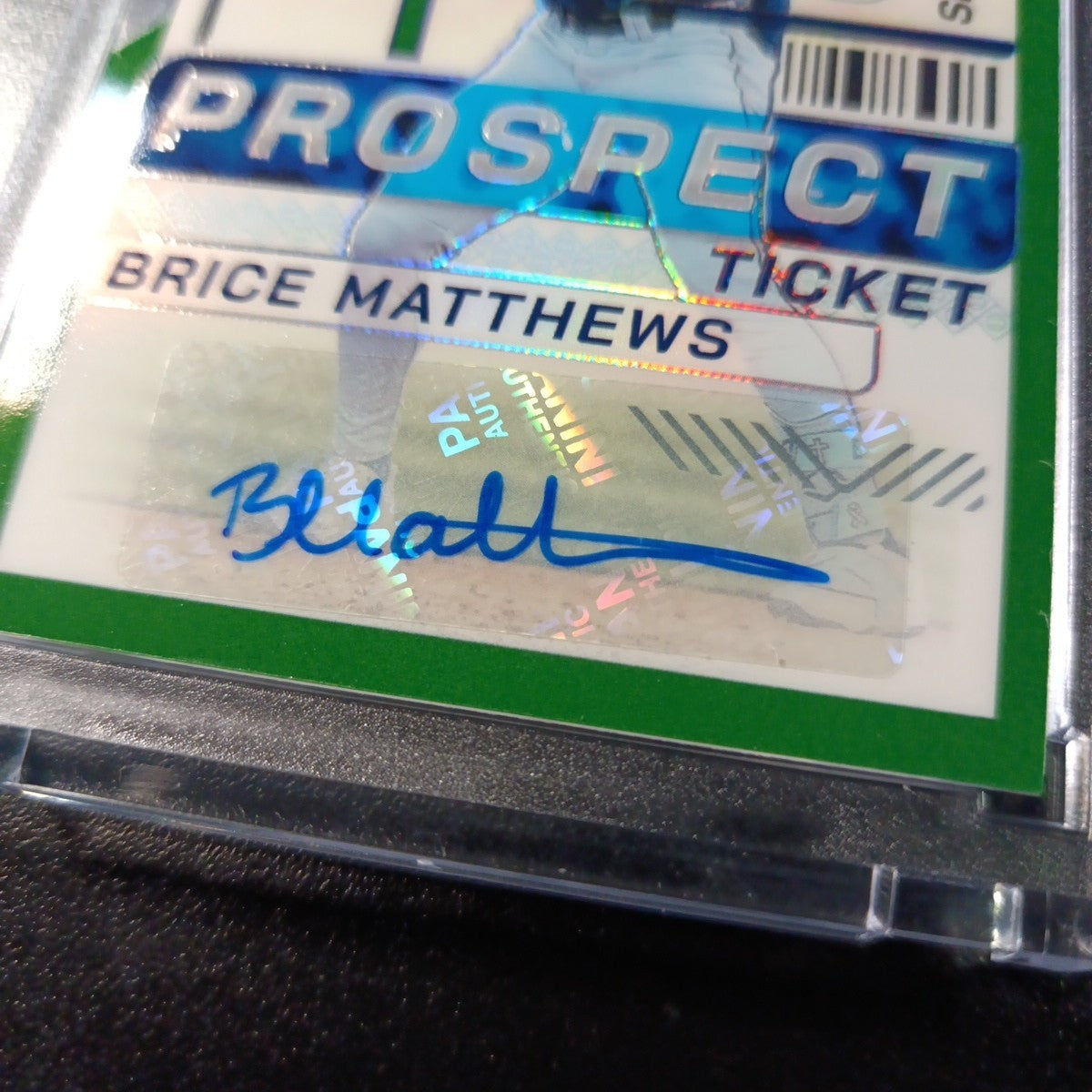Super Rare Green Prizm Auto Brice Matthews Panini Prospect Rookie Baseball Card