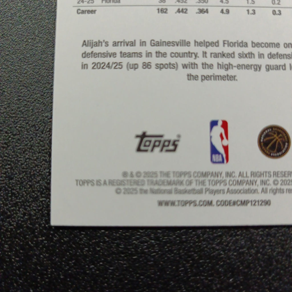 2025-26 Topps Basketball Card Alijah Martin Silver Foil 45th Anniversary