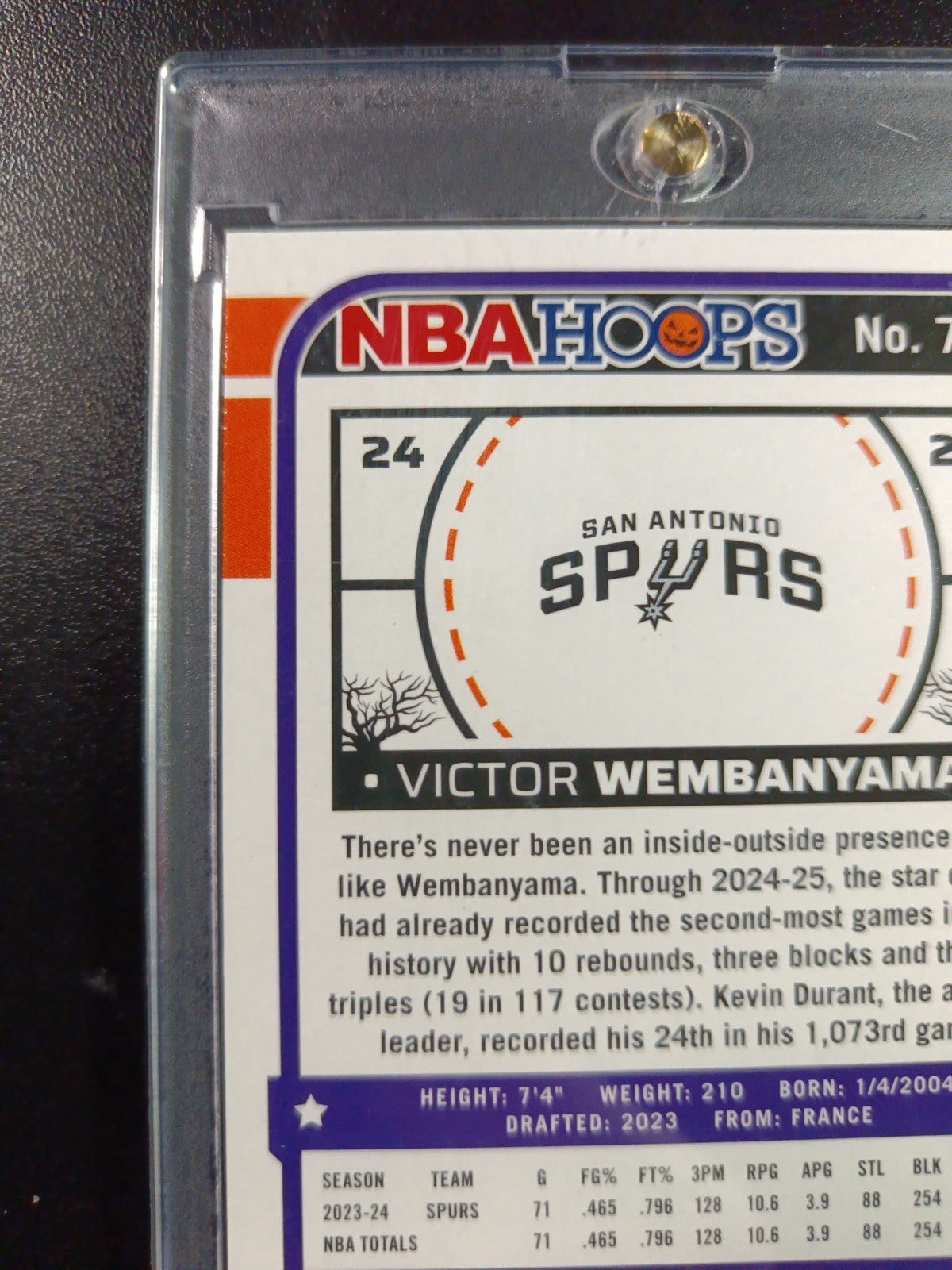 Orange Pumpkin Wembanyama Haunted Hoops Panini 2024-25 Basketball Card Spurs 