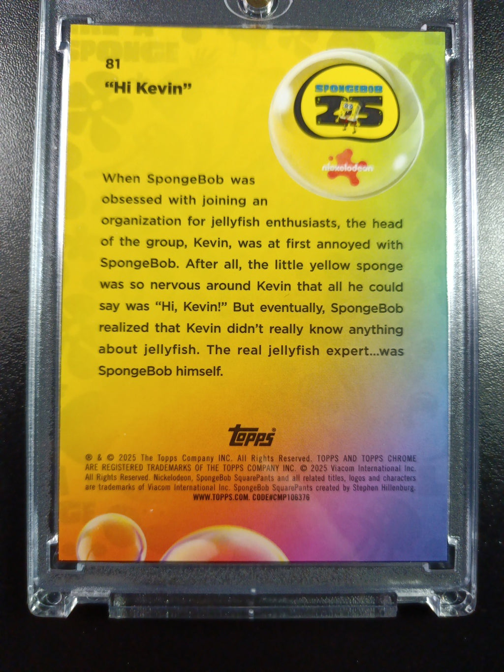 SpongeBob 178/199 Hi Kevin Jellyfish Hat Aqua Lava Refractor Card Topps /199