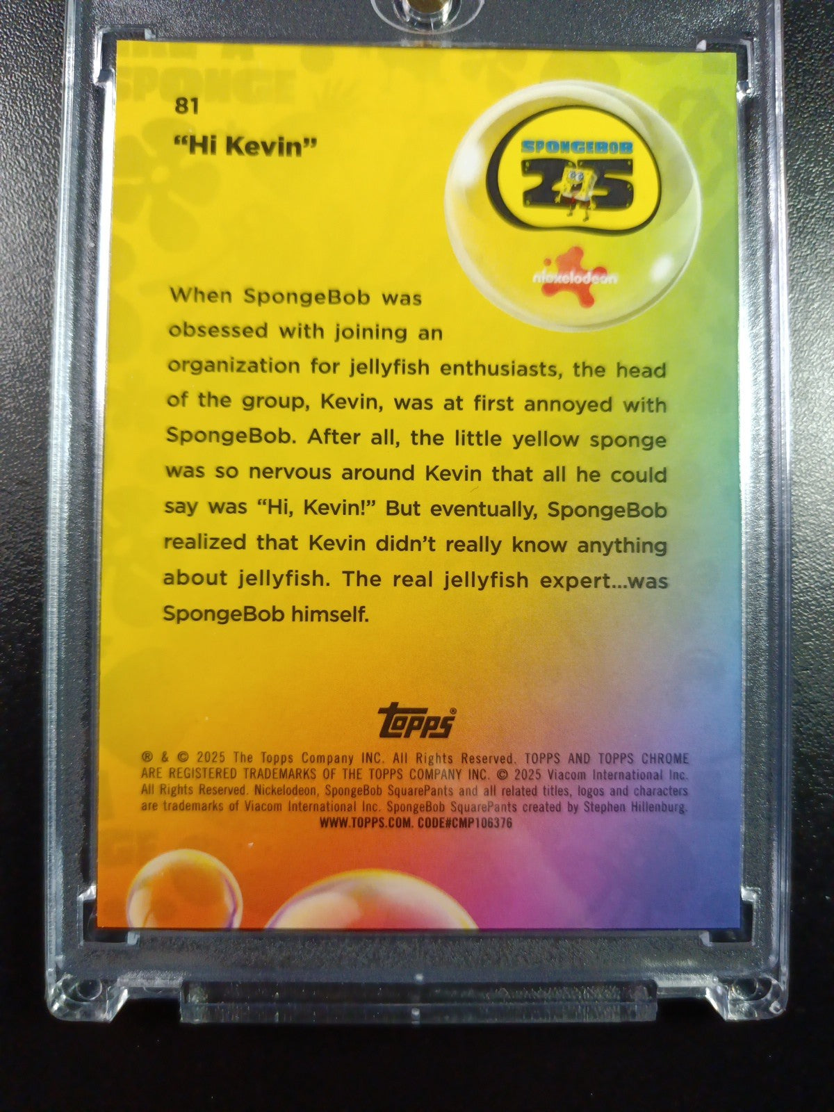 SpongeBob 178/199 Hi Kevin Jellyfish Hat Aqua Lava Refractor Card Topps /199