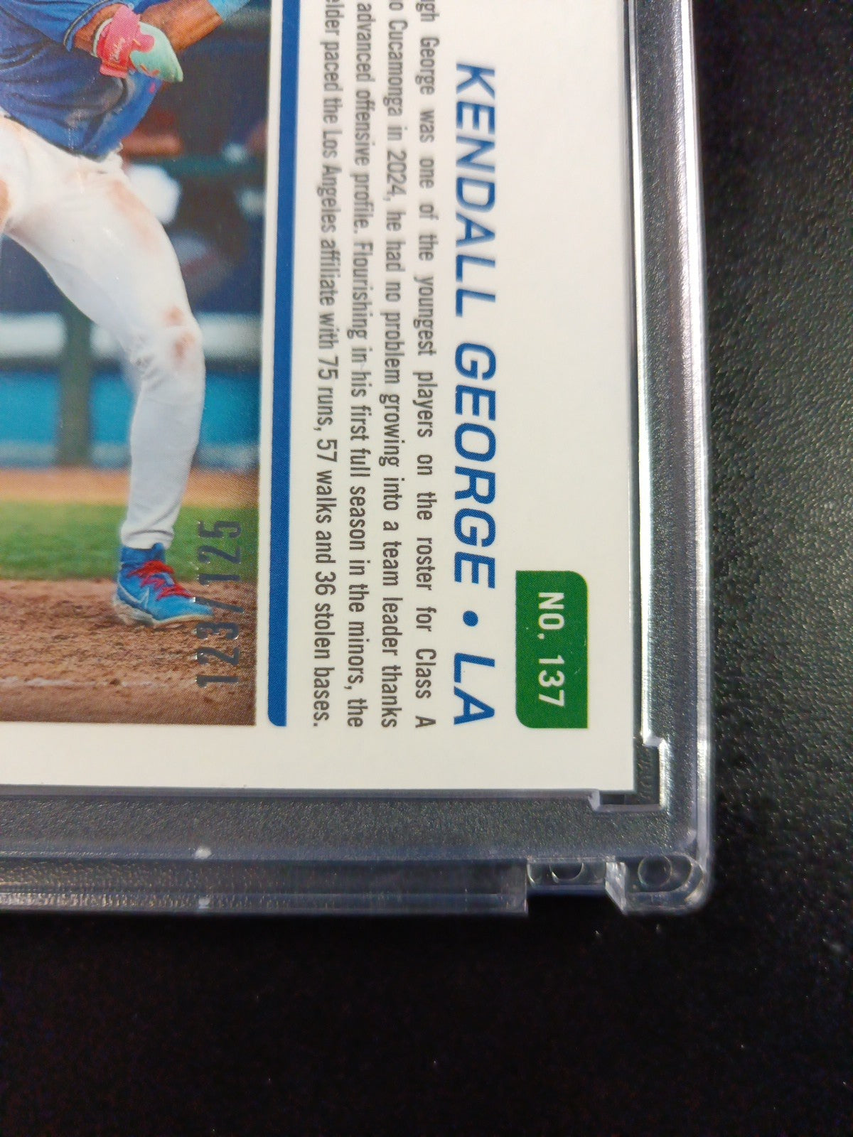 # /125 Blue Prizm Autograph Kendall George Dodgers Rookie Prospect Baseball Card