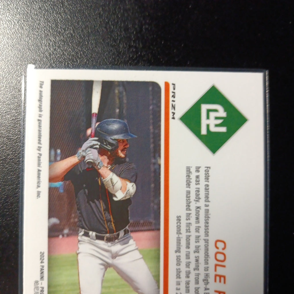# /99 Red Checkered Prizm Auto Cole Foster Panini Prospect Rookie Baseball Card