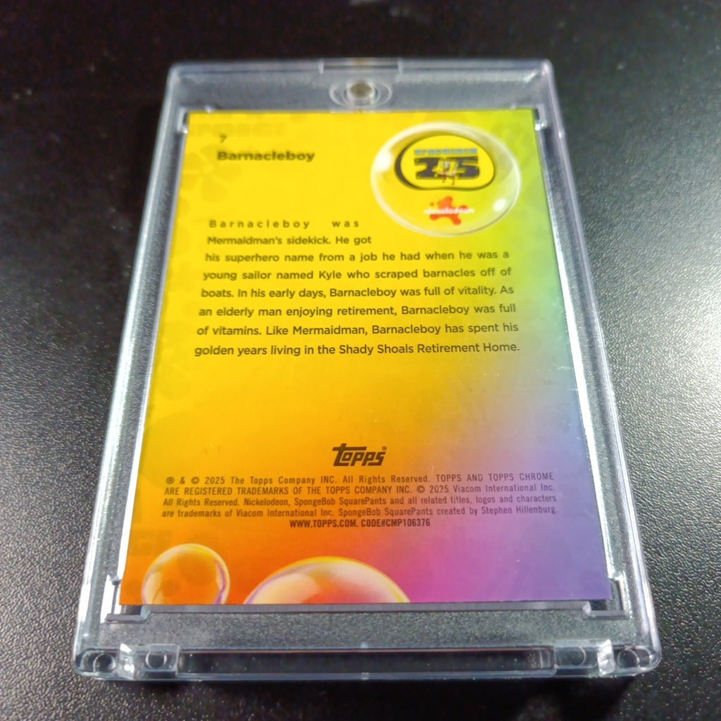 SpongeBob 130/150 Barnacleboy Mermaid Man Blue Refractor Card Topps Chrome /150