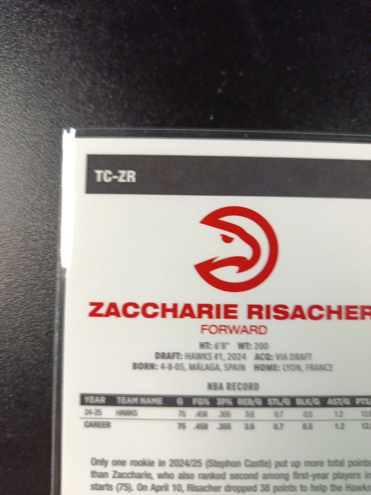 Mojo Refractor Zaccharie Risracher 45th Anniversary Card 25-26 Topps Basketball