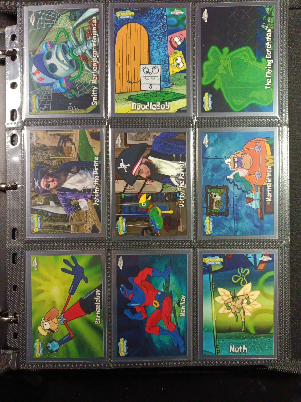 SpongeBob Cards Full Set # 1-200 Every Card In Padded Zipper Binder Topps Chrome
