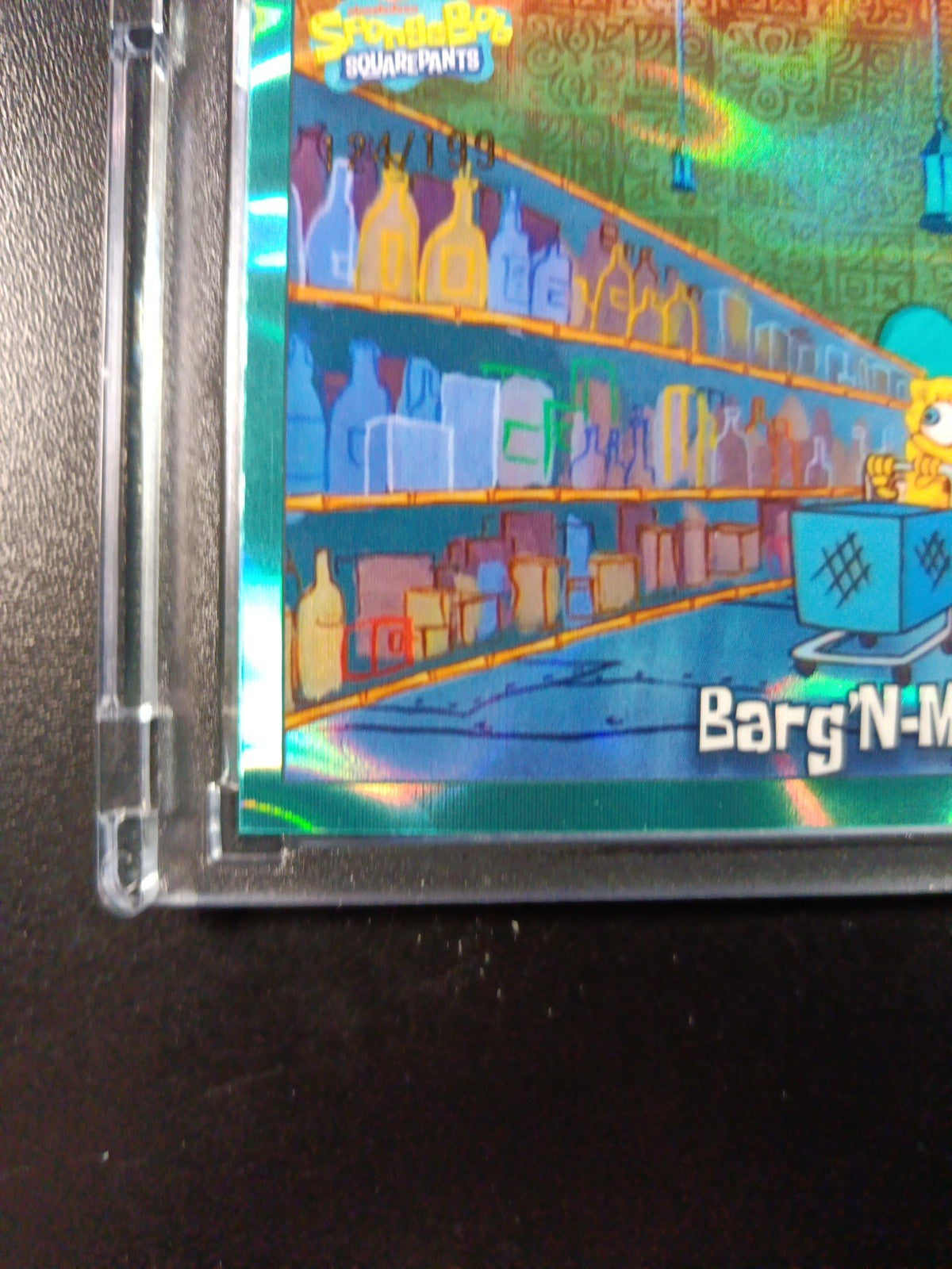 SpongeBob 124/199 Barg'N-Mart Shopping Aqua Lava Refractor Card Topps /199