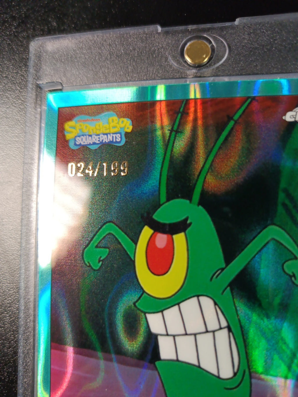 SpongeBob #/199 Plankton Aqua Green Wave Prizm Refractor Topps Chrome 2025