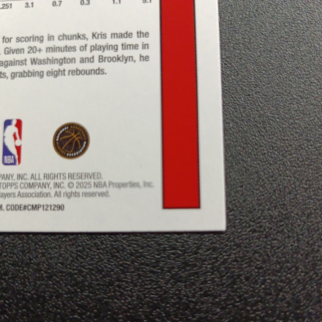 2025-26 Topps Basketball Card Kris Murray Silver Foil 45th Anniversary