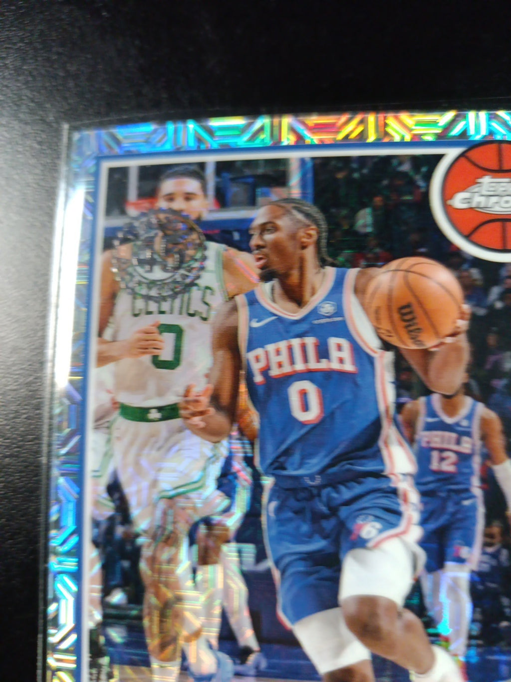 Mojo Refractor Tyrese Maxey 45th Anniversary Card 2025-26 Topps Basketball NBA