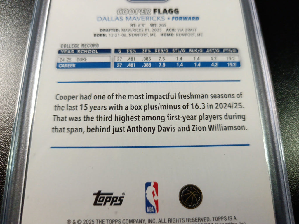 Cooper Flagg Rookie Season Tip Off Foil Card 2025-26 Topps Basketball Card