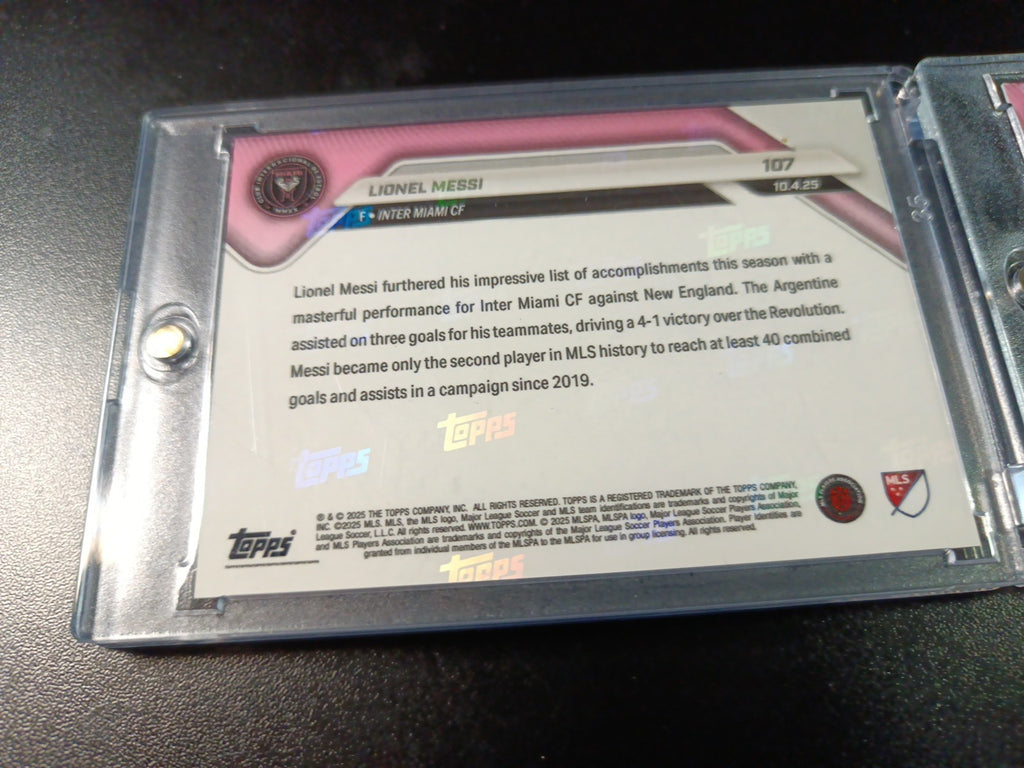 # /25 Lionel Messi Orange Foil Topps Now  Variant & Base Card 107 Soccer 2025