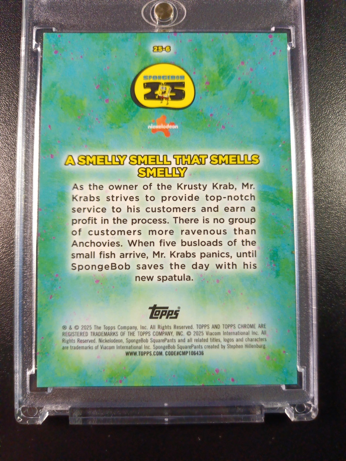 SpongeBob # /25 Mr. Krabs A Smelly Smell Orange Refractor Card Topps Case Hit