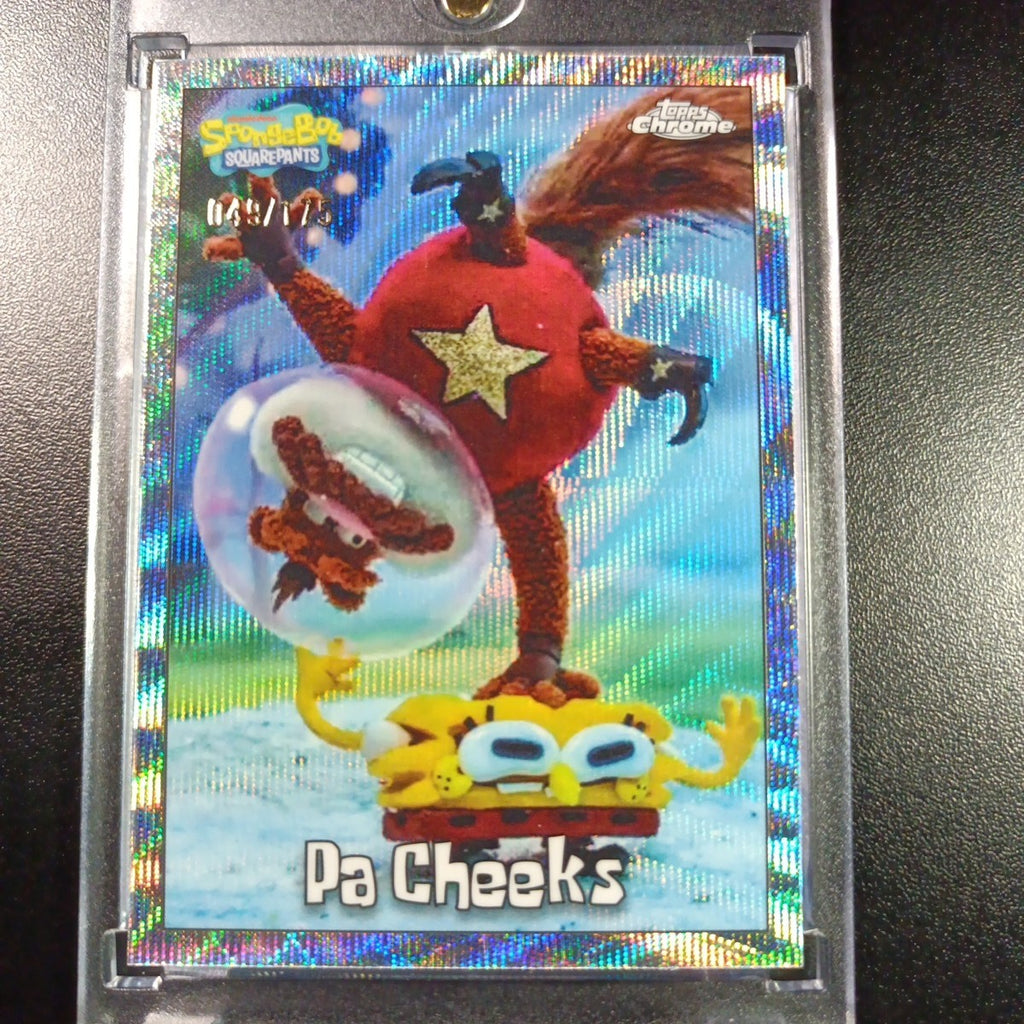 SpongeBob 49/175 Silver Wave Refractor Pa Cheeks Sandy Topps Chrome Card /175