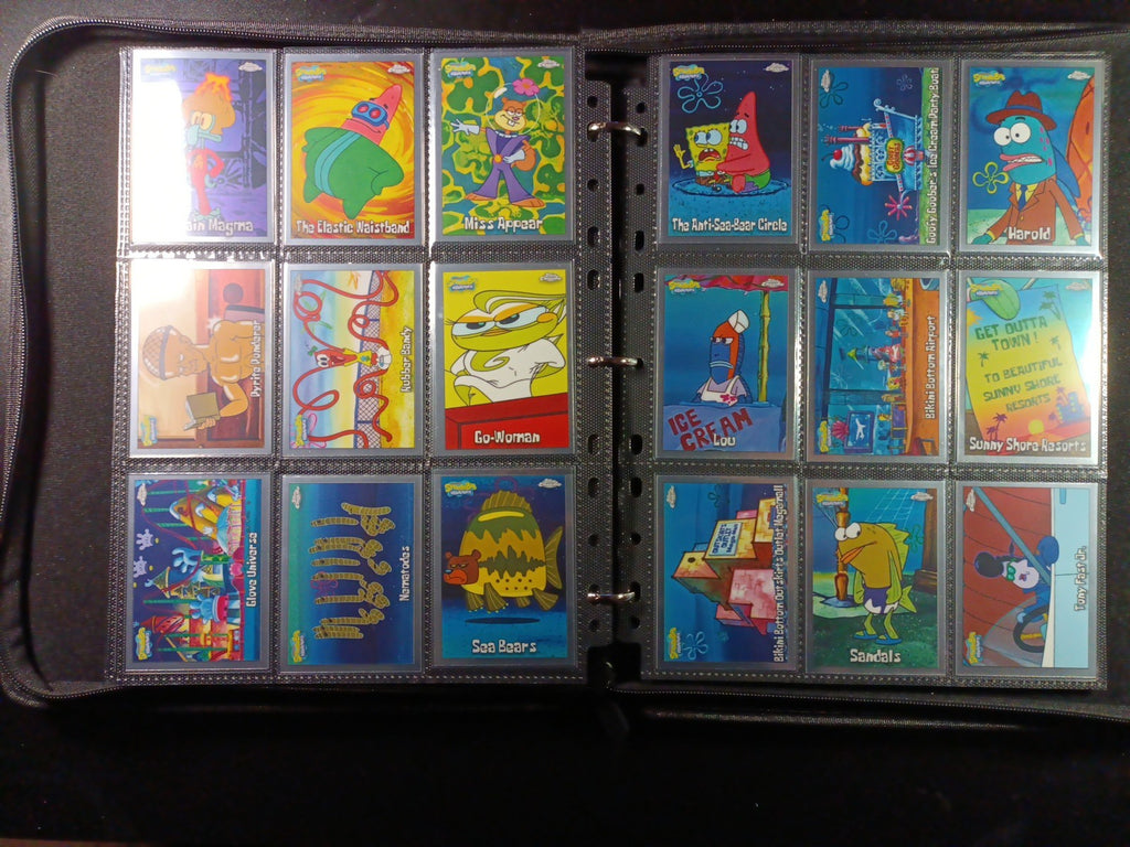 SpongeBob Cards Full Set # 1-200 Every Card In Padded Zipper Binder Topps Chrome