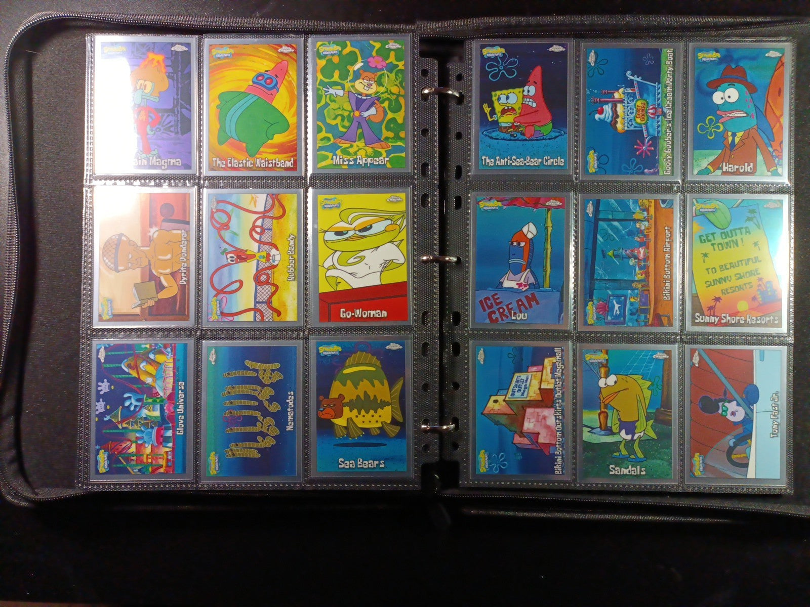 SpongeBob Cards Full Set # 1-200 Every Card In Padded Zipper Binder Topps Chrome