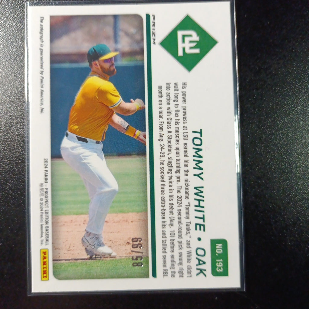 Checkered Red Prizm # /99 Auto Tommy White Panini Prospect Rookie Baseball Card