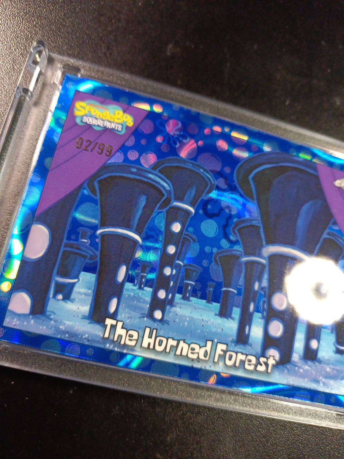 SpongeBob # 2/99 Blue Bubblefractor Wave The Horned Forest Card Topps Chrome /99