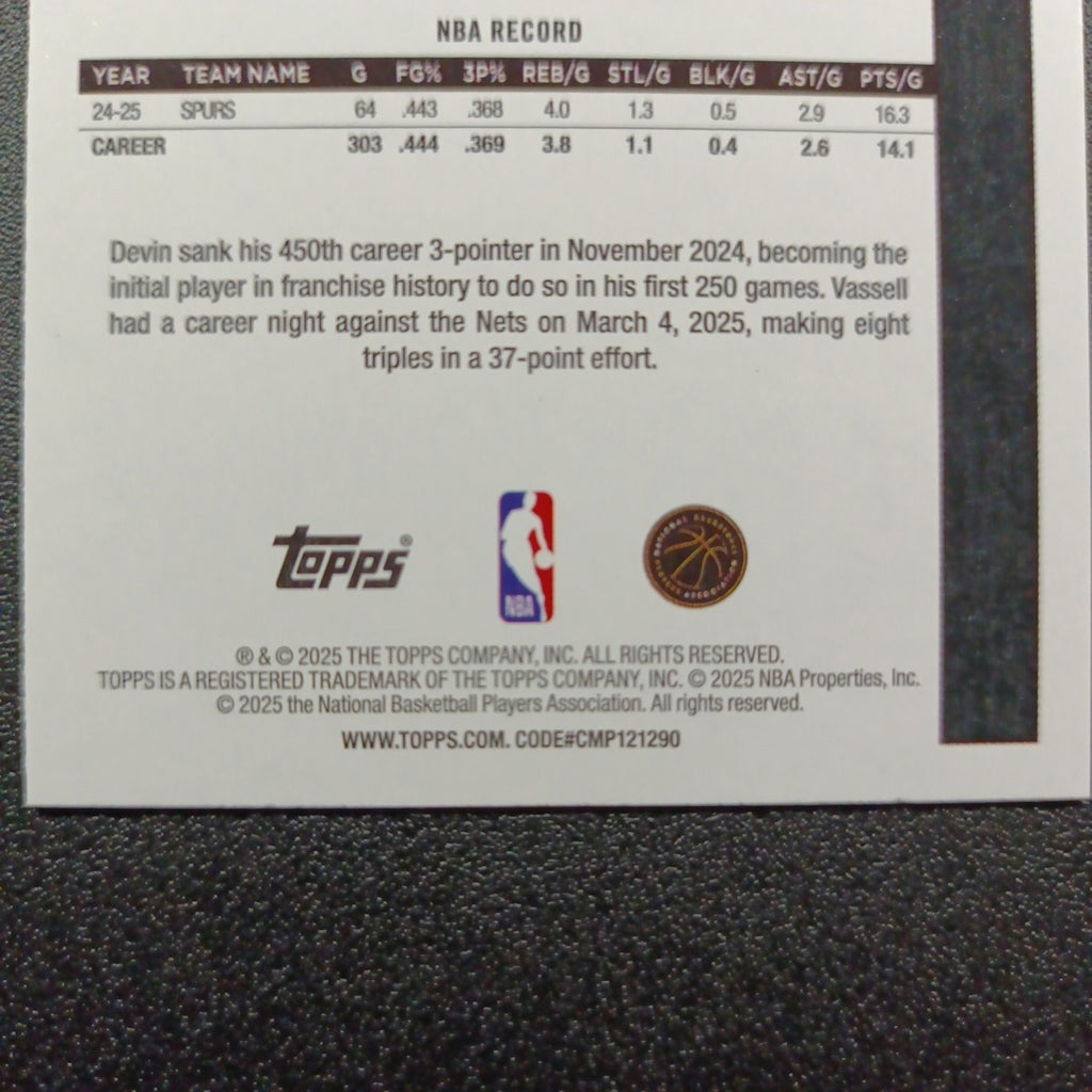 2025-26 Topps Basketball Card Devin Vassell Silver Foil 45th Anniversary