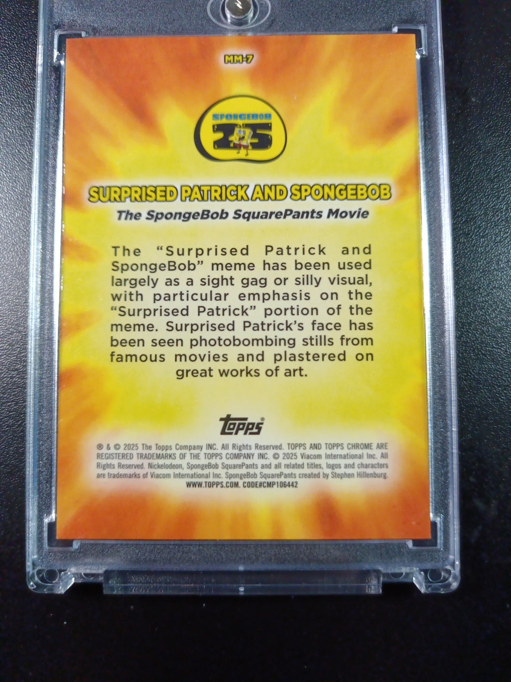 SpongeBob Masterful Memes Surprised Patrick & SpongeBob Card Topps Case Hit MM-7