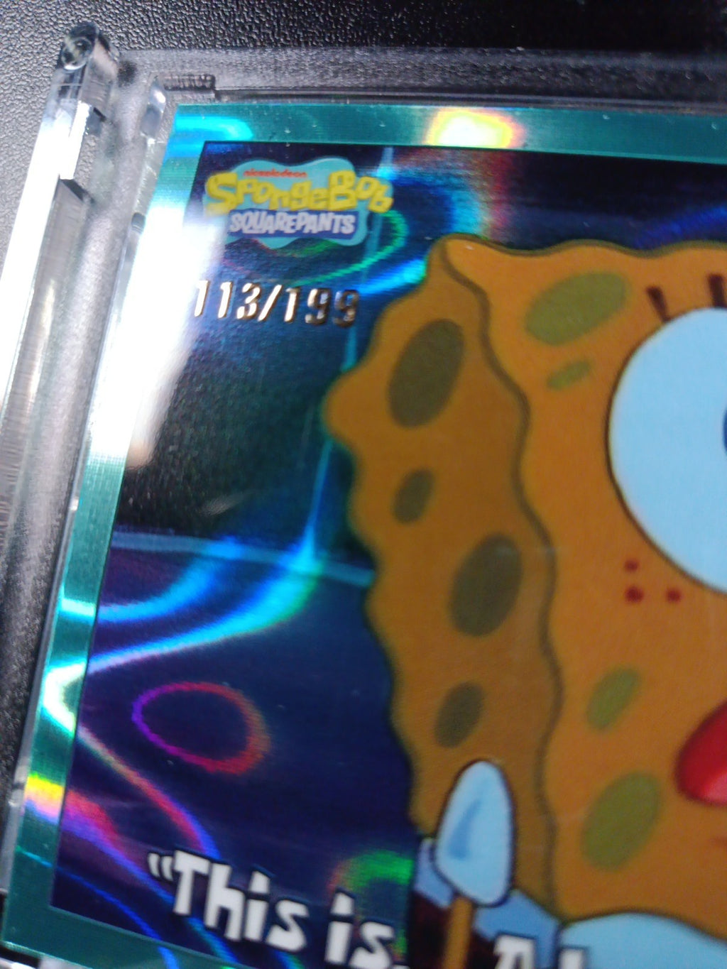 SpongeBob 113/199 This Is Advanced Darkness Aqua Lava Refractor Card Topps /199