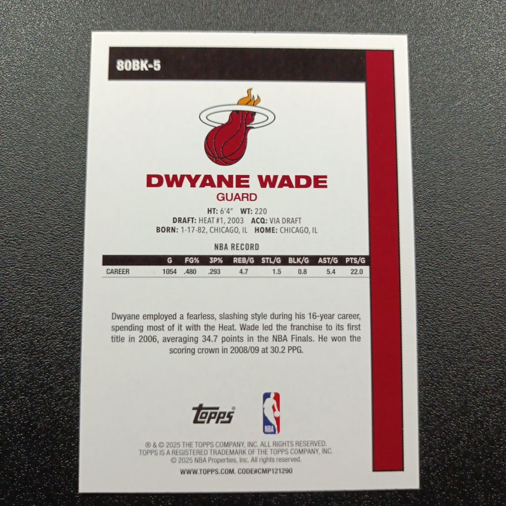 2025-26 Topps Basketball Card Dwyane Wade Silver Foil 45th Anniversary