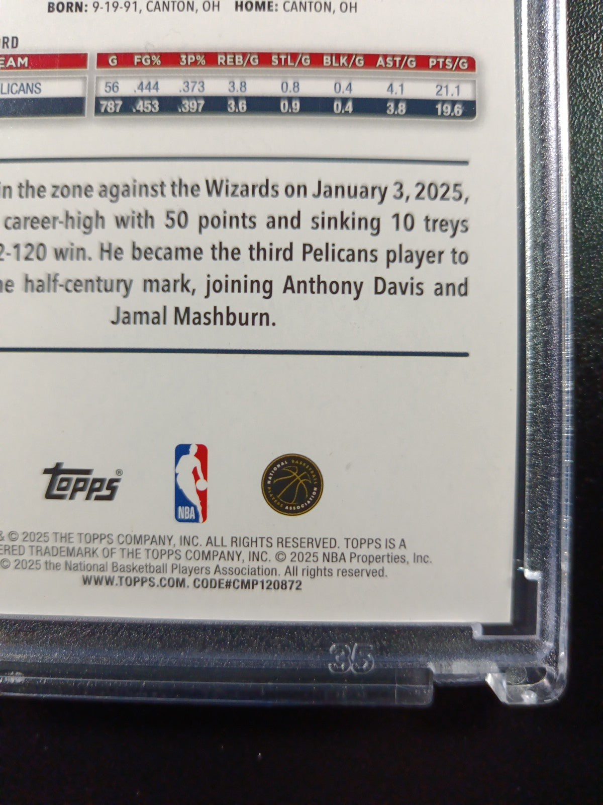 /99 Aj McCollum Season Tip Off Green Logofractor Card 2025-26 Topps Basketball