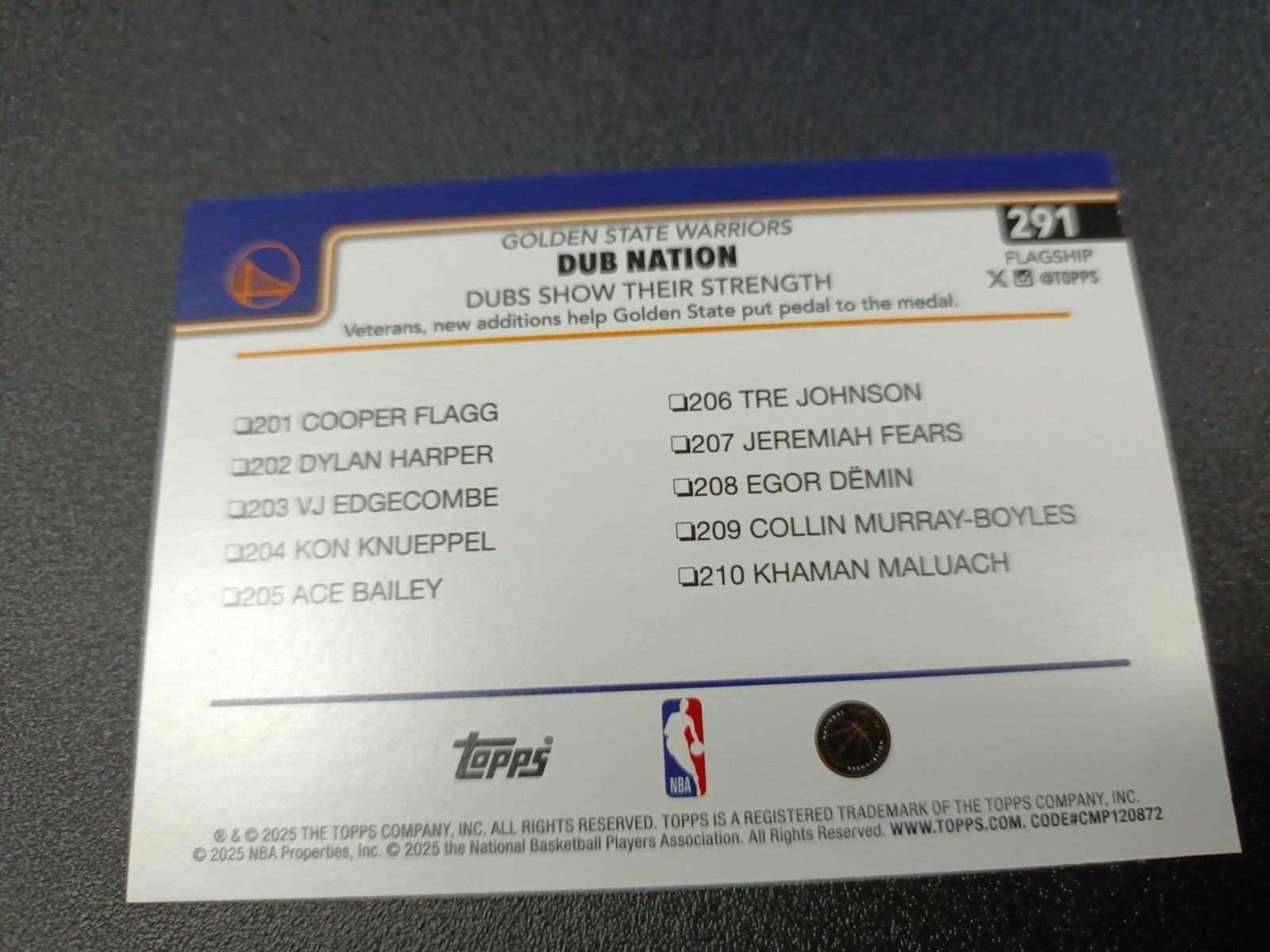 # /150 Topps Basketball 2025-26 Stephen Curry Dub Nation Blue Speck Prizm Dubs