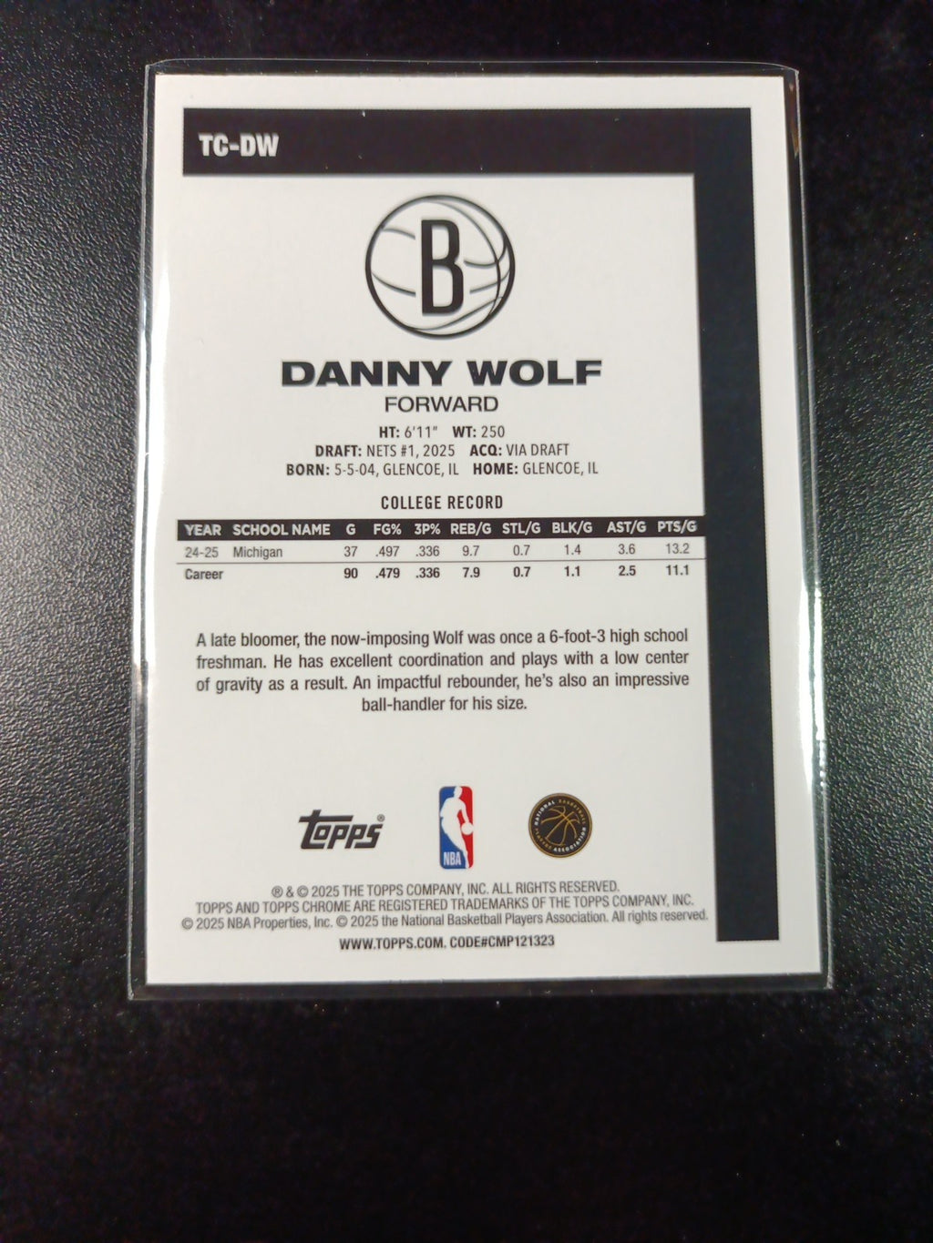 Mojo Refractor Rookie Danny Wolf 45th Anniversary Card 25-26 Topps Basketball 