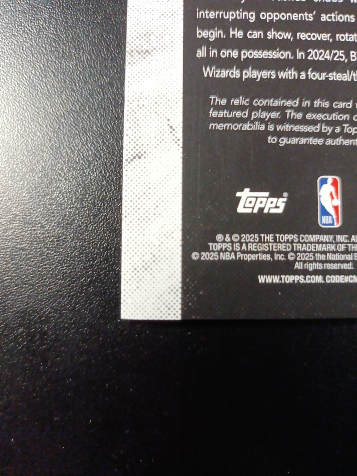 /99 Topps Basketball 2025-26 Card Bilal Coulibaly Jersey Patch Relic Green Prizm