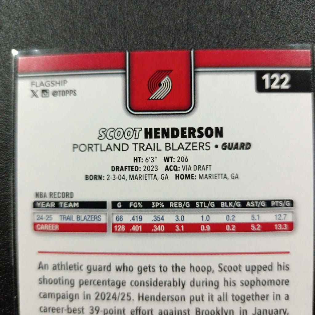 # /2025 Gold Topps Basketball 2025-26 Card Scoot Henderson 0072/2025 Case Hit