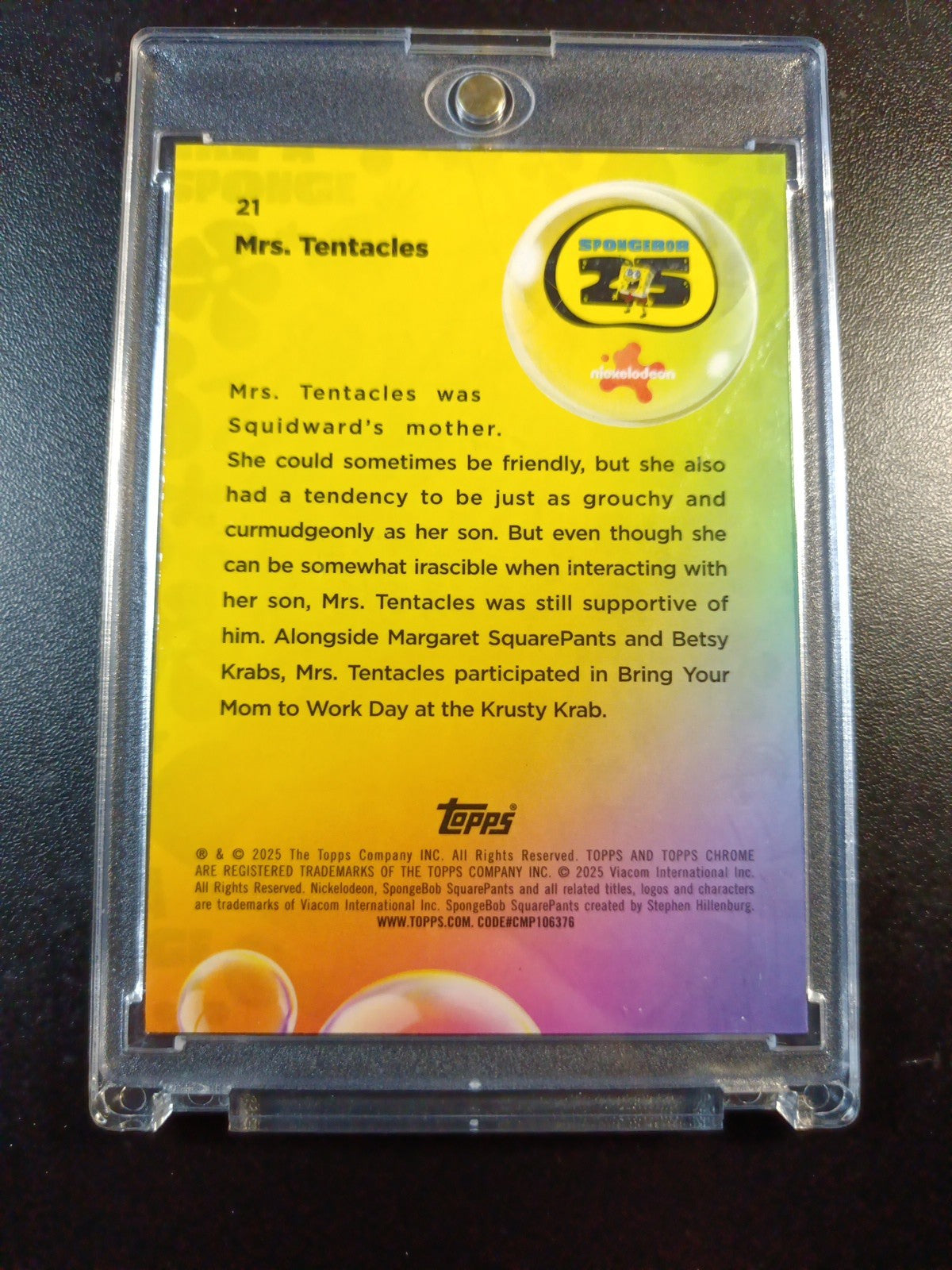 SpongeBob # /199 Mrs. Tentacles Aqua Lava Refractor Card Topps Chrome 