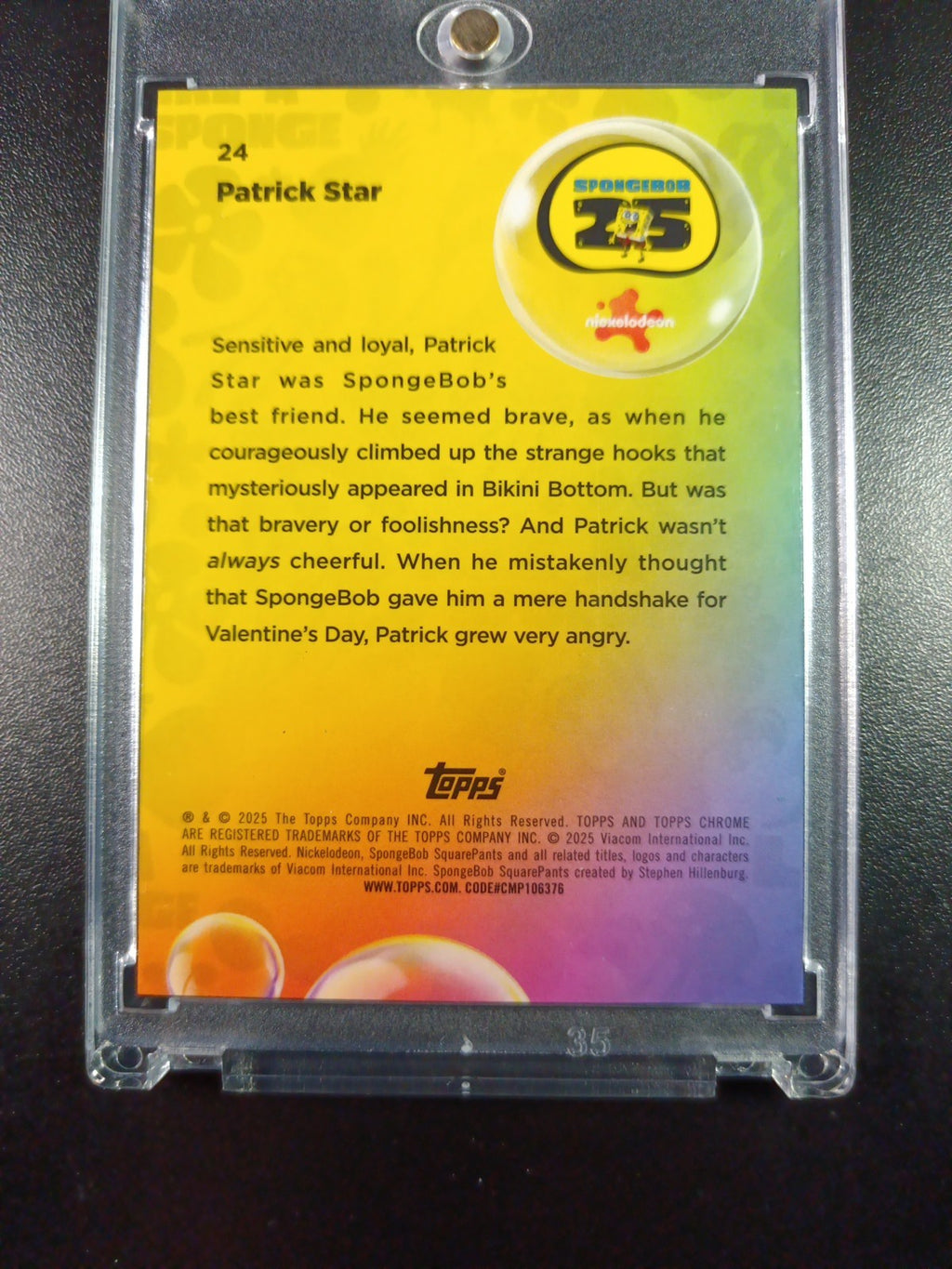 SpongeBob # 31/199 Patrick Star Aqua Lava Refractor Card Topps Case Hit /199